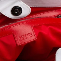 Versace Multicolor Medusa Print Fabric And Patent Leather Front Pocket Tote For Women -Versace Official Website luxury women versace used handbags p416146 003