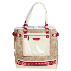 Versace Multicolor Medusa Print Fabric And Patent Leather Front Pocket Tote For Women