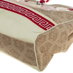 Versace Multicolor Medusa Print Fabric And Patent Leather Front Pocket Tote For Women -Versace Official Website luxury women versace used handbags p416146 010