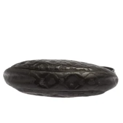 Versace Black Logo Embossed Leather Small Studded Baguette Bag For Women -Versace Official Website luxury women versace used handbags p416252 003