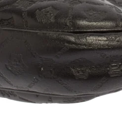 Versace Black Logo Embossed Leather Small Studded Baguette Bag For Women -Versace Official Website luxury women versace used handbags p416252 005