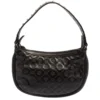 Versace Black Logo Embossed Leather Small Studded Baguette Bag For Women