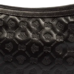 Versace Black Logo Embossed Leather Small Studded Baguette Bag For Women -Versace Official Website luxury women versace used handbags p416252 007