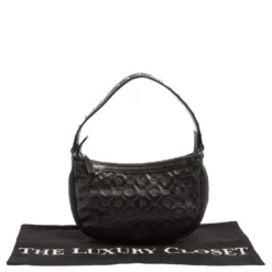 Versace Black Logo Embossed Leather Small Studded Baguette Bag For Women -Versace Official Website luxury women versace used handbags p416252 010