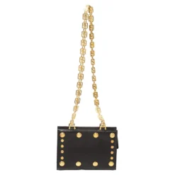 Versace Black Leather Medusa Studded Chain Shoulder Bag For Women