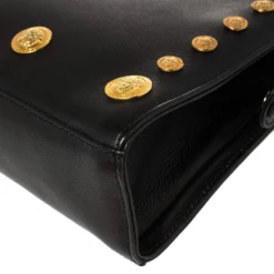 Versace Black Leather Medusa Studded Chain Shoulder Bag For Women -Versace Official Website luxury women versace used handbags p416972 007