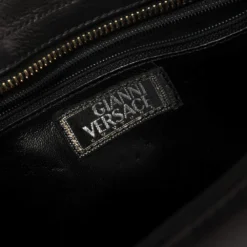Versace Black Leather Medusa Studded Chain Shoulder Bag For Women -Versace Official Website luxury women versace used handbags p416972 010