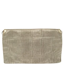 Versace Chain Gold Fabric Gianni Couture Envelope Chain Clutch For Women -Versace Official Website luxury women versace used handbags p418602 005