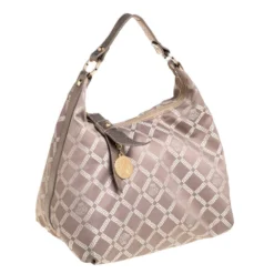 Versace Grey/Metallic Monogram Canvas And Leather Palazzo Charm Hobo For Women -Versace Official Website luxury women versace used handbags p421428 003