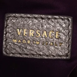 Versace Grey/Metallic Monogram Canvas And Leather Palazzo Charm Hobo For Women -Versace Official Website luxury women versace used handbags p421428 006