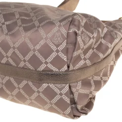 Versace Grey/Metallic Monogram Canvas And Leather Palazzo Charm Hobo For Women -Versace Official Website luxury women versace used handbags p421428 009