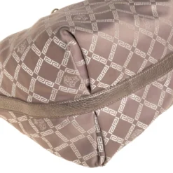 Versace Grey/Metallic Monogram Canvas And Leather Palazzo Charm Hobo For Women -Versace Official Website luxury women versace used handbags p421428 010