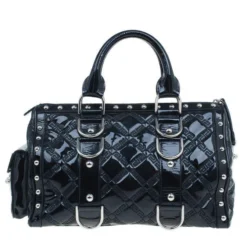 Versace Black Quilted Leather Snap Out Of It Satchel For Women -Versace Official Website luxury women versace used handbags p4251 0004
