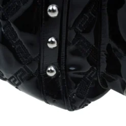 Versace Black Quilted Leather Snap Out Of It Satchel For Women -Versace Official Website luxury women versace used handbags p4251 0010