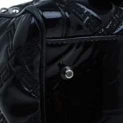 Versace Black Quilted Leather Snap Out Of It Satchel For Women -Versace Official Website luxury women versace used handbags p4251 0011