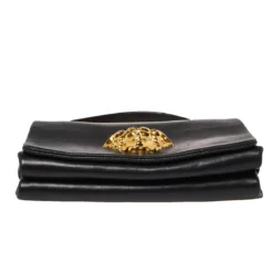 Versace Black Leather Palazzo Flap Chain Shoulder Bag For Women -Versace Official Website luxury women versace used handbags p425395 006