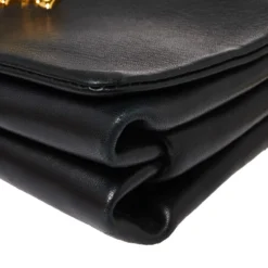 Versace Black Leather Palazzo Flap Chain Shoulder Bag For Women -Versace Official Website luxury women versace used handbags p425395 008