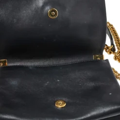 Versace Black Leather Palazzo Flap Chain Shoulder Bag For Women -Versace Official Website luxury women versace used handbags p425395 009