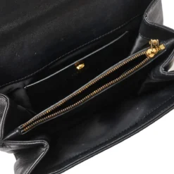 Versace Black Leather Palazzo Flap Chain Shoulder Bag For Women -Versace Official Website luxury women versace used handbags p425395 010