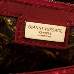 Versace Red Quilted Leather Altea Barocco Vanitas Top Handle Bag For Women -Versace Official Website luxury women versace used handbags p426815 002