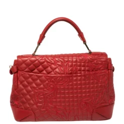 Versace Red Quilted Leather Altea Barocco Vanitas Top Handle Bag For Women -Versace Official Website luxury women versace used handbags p426815 005