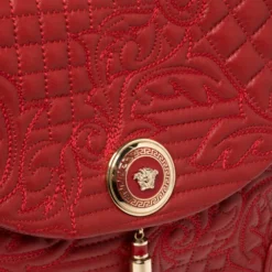 Versace Red Quilted Leather Altea Barocco Vanitas Top Handle Bag For Women -Versace Official Website luxury women versace used handbags p426815 006