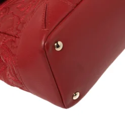 Versace Red Quilted Leather Altea Barocco Vanitas Top Handle Bag For Women -Versace Official Website luxury women versace used handbags p426815 010