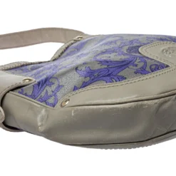 Versace Grey/Blue Majolica Print Leather Hobo For Women -Versace Official Website luxury women versace used handbags p427021 006
