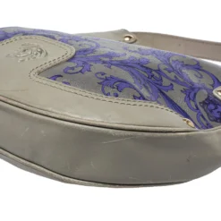 Versace Grey/Blue Majolica Print Leather Hobo For Women -Versace Official Website luxury women versace used handbags p427021 007
