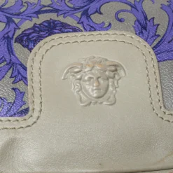 Versace Grey/Blue Majolica Print Leather Hobo For Women -Versace Official Website luxury women versace used handbags p427021 008