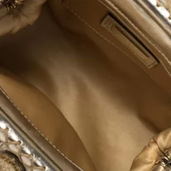 Versace Gold Quilted Leather Mini Madonna Frame Bag For Women -Versace Official Website luxury women versace used handbags p433522 1621077750 001