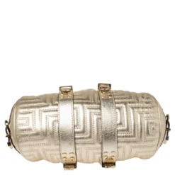 Versace Gold Quilted Leather Mini Madonna Frame Bag For Women -Versace Official Website luxury women versace used handbags p433522 1621077806 003
