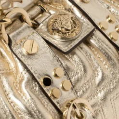 Versace Gold Quilted Leather Mini Madonna Frame Bag For Women -Versace Official Website luxury women versace used handbags p433522 1621077831 008