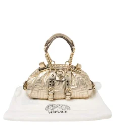 Versace Gold Quilted Leather Mini Madonna Frame Bag For Women -Versace Official Website luxury women versace used handbags p433522 1621077835 009