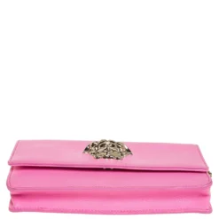 Versace Pink Leather Medusa Medusa Chain Clutch For Women -Versace Official Website luxury women versace used handbags p433875 001