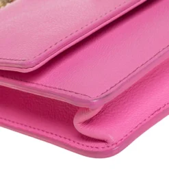 Versace Pink Leather Medusa Medusa Chain Clutch For Women -Versace Official Website luxury women versace used handbags p433875 003