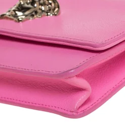 Versace Pink Leather Medusa Medusa Chain Clutch For Women -Versace Official Website luxury women versace used handbags p433875 004