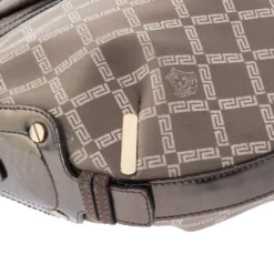 Versace Metallic Grey Signature Canvas And Leather Trim Hobo For Women 22 Versace Metallic Grey Signature Canvas And Leather Trim Hobo For Women -Versace Official Website luxury women versace used handbags p439855 002