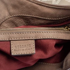 Versace Metallic Grey Signature Canvas And Leather Trim Hobo For Women 20 Versace Metallic Grey Signature Canvas And Leather Trim Hobo For Women -Versace Official Website luxury women versace used handbags p439855 003