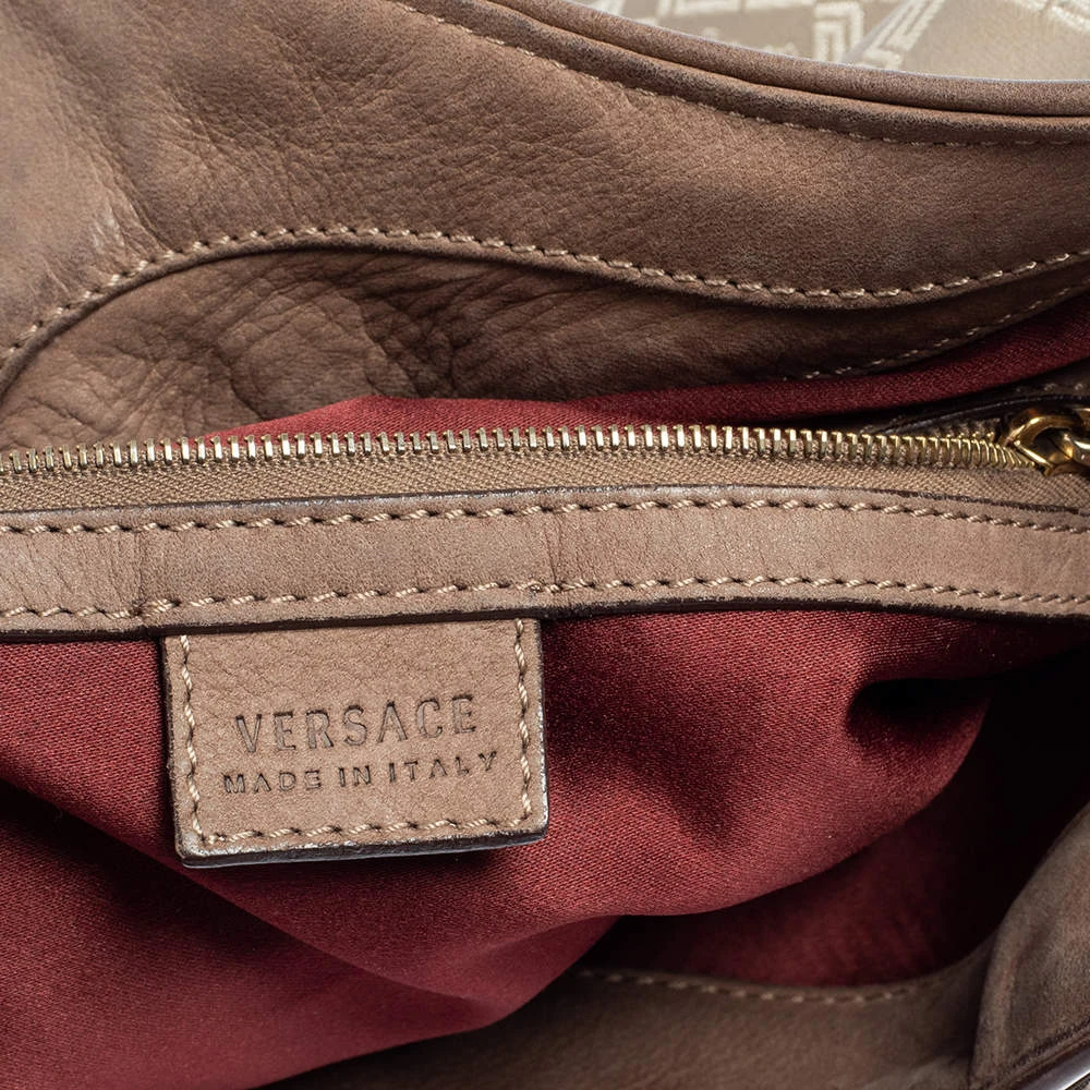 Versace Metallic Grey Signature Canvas And Leather Trim Hobo For Women 9 Versace Metallic Grey Signature Canvas And Leather Trim Hobo For Women - Image 9