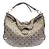 Versace Metallic Grey Signature Canvas And Leather Trim Hobo For Women