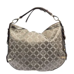 Versace Metallic Grey Signature Canvas And Leather Trim Hobo For Women 15 Versace Metallic Grey Signature Canvas And Leather Trim Hobo For Women -Versace Official Website luxury women versace used handbags p439855 009