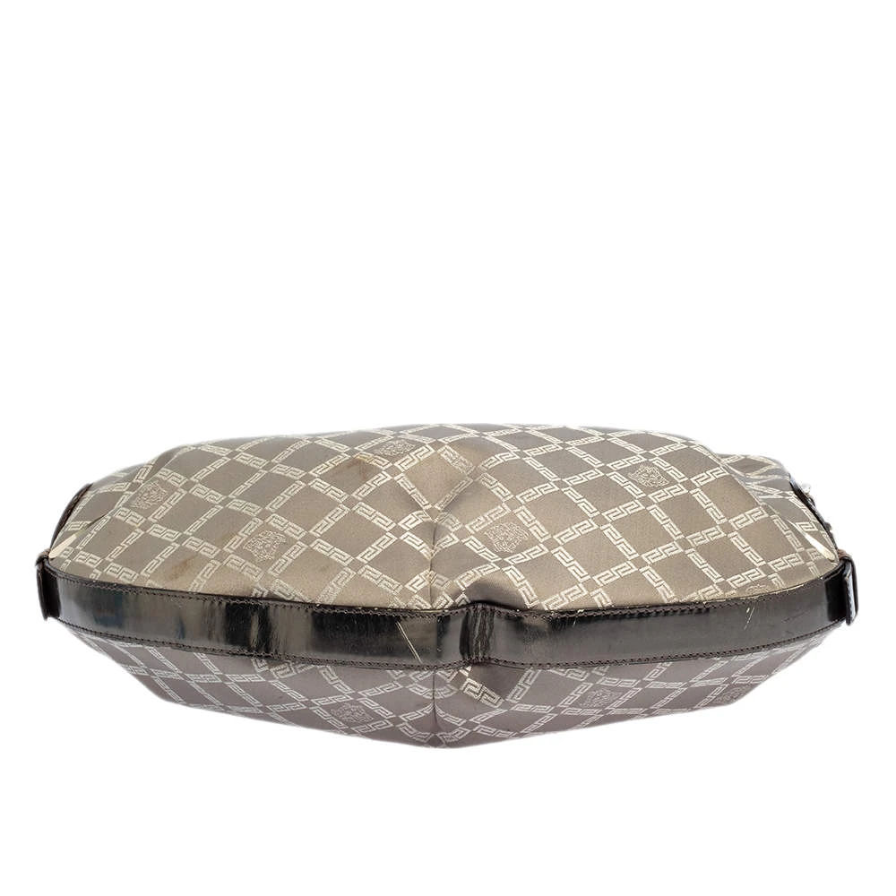 Versace Metallic Grey Signature Canvas And Leather Trim Hobo For Women 7 Versace Metallic Grey Signature Canvas And Leather Trim Hobo For Women - Image 7