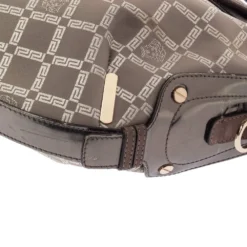 Versace Metallic Grey Signature Canvas And Leather Trim Hobo For Women 23 Versace Metallic Grey Signature Canvas And Leather Trim Hobo For Women -Versace Official Website luxury women versace used handbags p439855 012