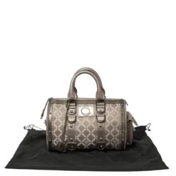 Versace Metallic Grey Signature Canvas And Croc Embossed Leather Snap Out Of It Satchel For Women -Versace Official Website luxury women versace used handbags p443916 003