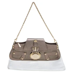 Versace Metallic Embossed Leather Icon Flap Chain Clutch For Women -Versace Official Website luxury women versace used handbags p446145 001