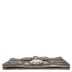 Versace Metallic Embossed Leather Icon Flap Chain Clutch For Women -Versace Official Website luxury women versace used handbags p446145 002