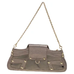 Versace Metallic Embossed Leather Icon Flap Chain Clutch For Women -Versace Official Website luxury women versace used handbags p446145 005