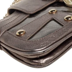 Versace Metallic Embossed Leather Icon Flap Chain Clutch For Women -Versace Official Website luxury women versace used handbags p446145 010