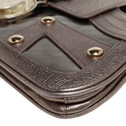 Versace Metallic Embossed Leather Icon Flap Chain Clutch For Women -Versace Official Website luxury women versace used handbags p446145 011